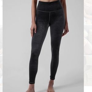 Athleta high rise elation velvet tight in black